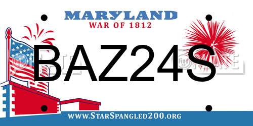 BAZ24S Maryland License Plate
