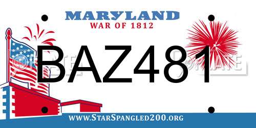 BAZ481 Maryland License Plate