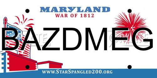BAZDMEG Maryland License Plate