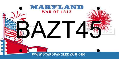 BAZT45 Maryland License Plate
