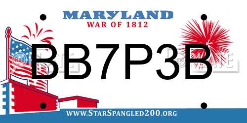BB7P3B Maryland License Plate