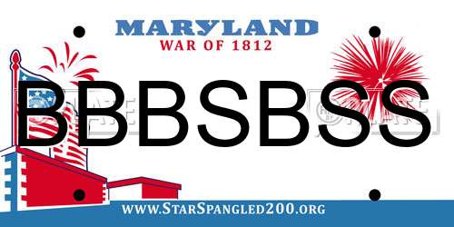 BBBSBSS Maryland License Plate