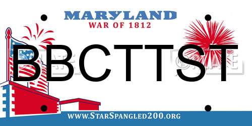 BBCTTST Maryland License Plate
