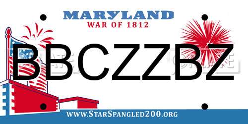 BBCZZBZ Maryland License Plate