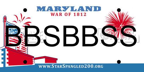 BBSBBSS Maryland License Plate