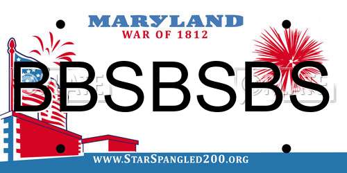 BBSBSBS Maryland License Plate
