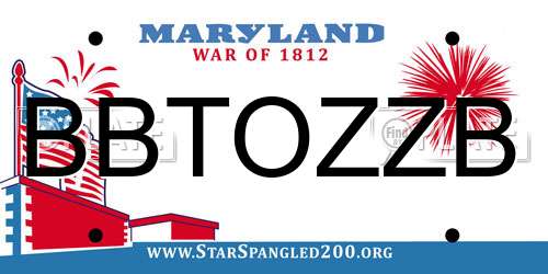 BBTOZZB Maryland License Plate