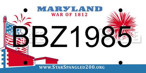 BBZ1985 Maryland License Plate