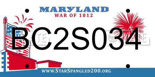 BC2S034 Maryland License Plate