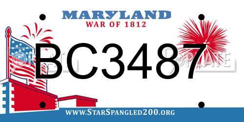 BC3487 Maryland License Plate