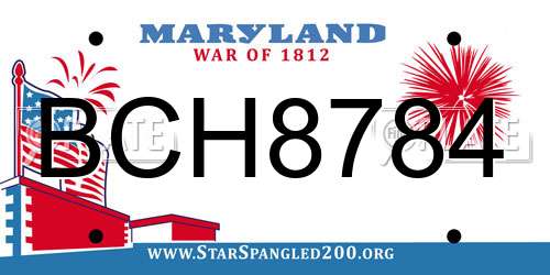 BCH8784 Maryland License Plate