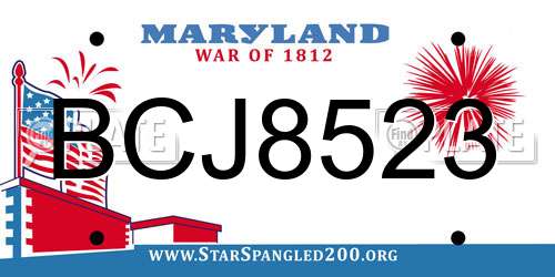 BCJ8523 Maryland License Plate