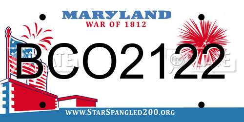BCO2122 Maryland License Plate