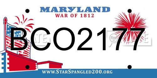 BCO2177 Maryland License Plate