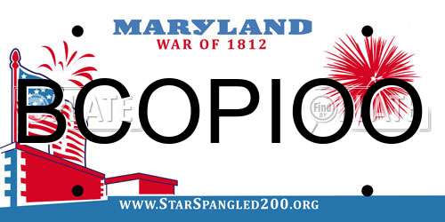 BCOPIOO Maryland License Plate