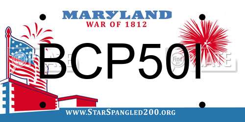 BCP50I Maryland License Plate