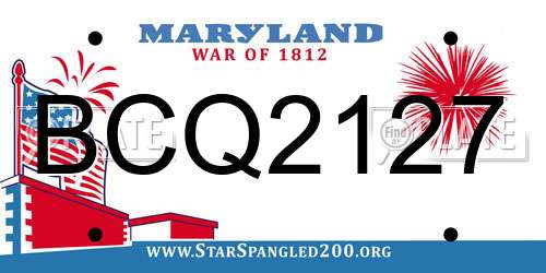BCQ2127 Maryland License Plate