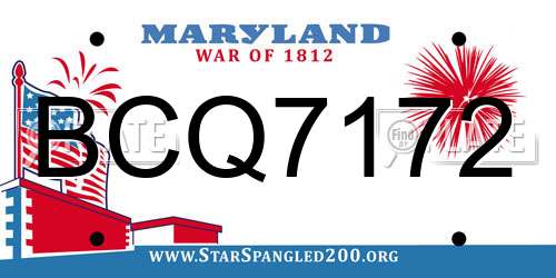 BCQ7172 Maryland License Plate