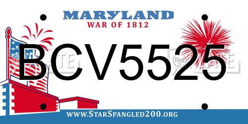 BCV5525 Maryland License Plate