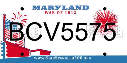 BCV5575 Maryland License Plate