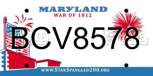 BCV8578 Maryland License Plate