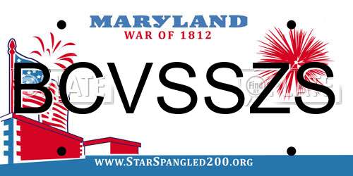 BCVSSZS Maryland License Plate