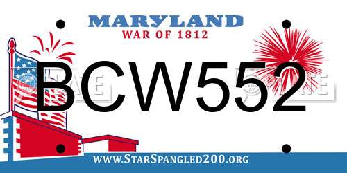 BCW552 Maryland License Plate