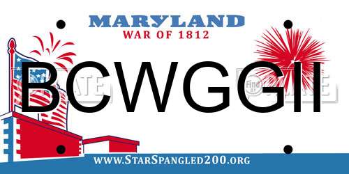 BCWGGII Maryland License Plate