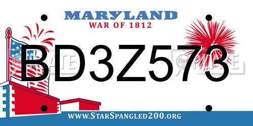 BD3Z573 Maryland License Plate