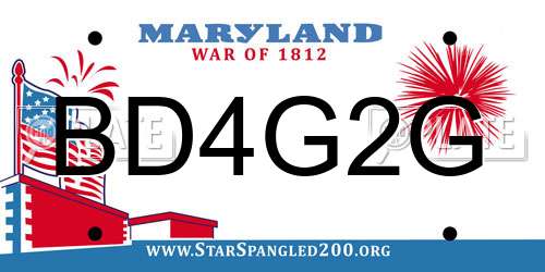 BD4G2G Maryland License Plate