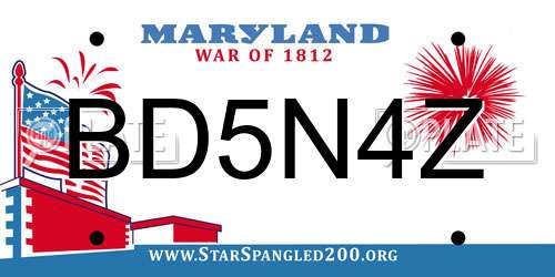 BD5N4Z Maryland License Plate