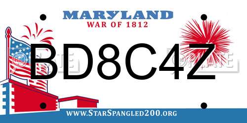 BD8C4Z Maryland License Plate