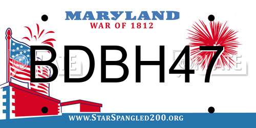 BDBH47 Maryland License Plate