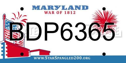 BDP6365 Maryland License Plate