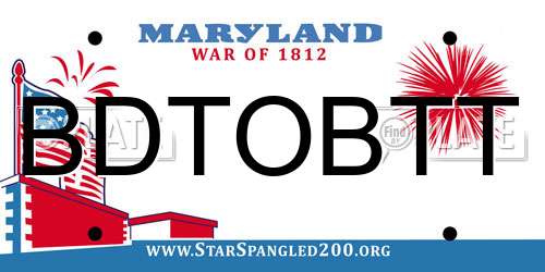 BDTOBTT Maryland License Plate