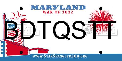 BDTQSTT Maryland License Plate