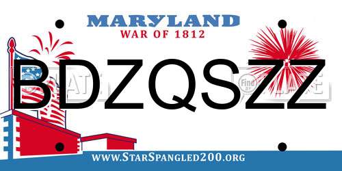 BDZQSZZ Maryland License Plate