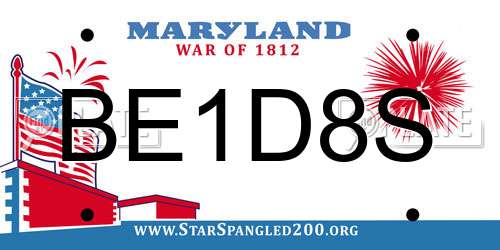 BE1D8S Maryland License Plate