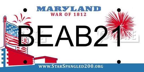 BEAB21 Maryland License Plate