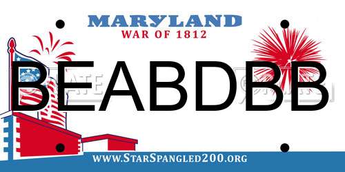 BEABDBB Maryland License Plate