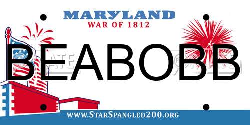 BEABOBB Maryland License Plate