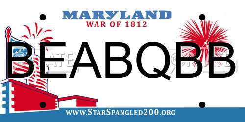 BEABQBB Maryland License Plate