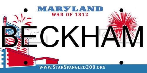 BECKHAM Maryland License Plate
