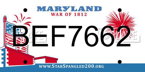 BEF7662 Maryland License Plate