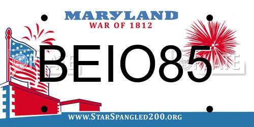 BEIO85 Maryland License Plate