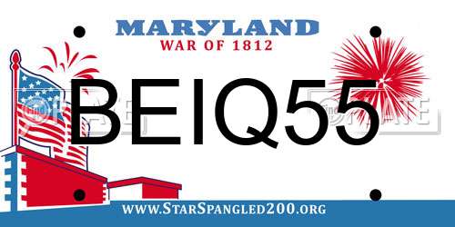 BEIQ55 Maryland License Plate