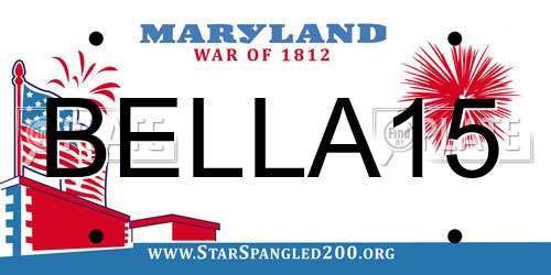 BELLA15 Maryland License Plate