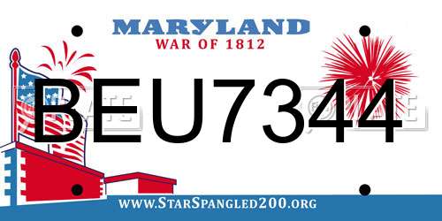 BEU7344 Maryland License Plate