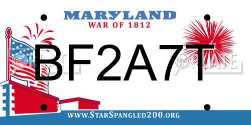 BF2A7T Maryland License Plate