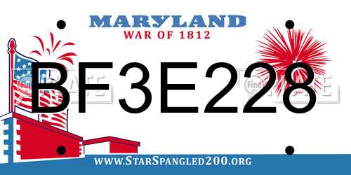 BF3E228 Maryland License Plate